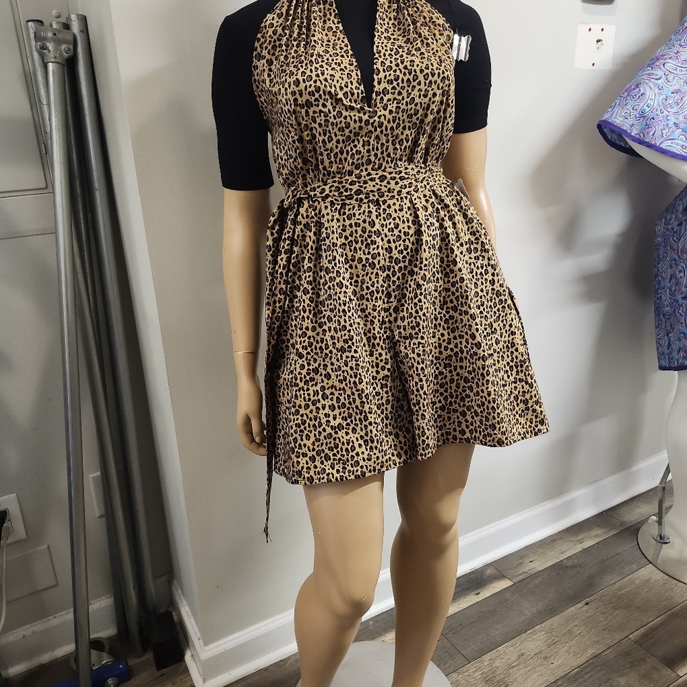 Leopard Print Halter Romper